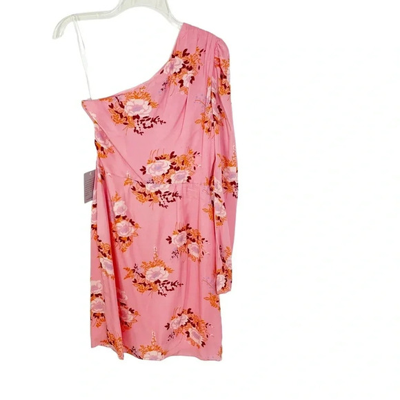 Les Reveries Dress One-Sleeve in Pink Gardenia Matte Satin Size 4 NWT - Picture 6 of 11